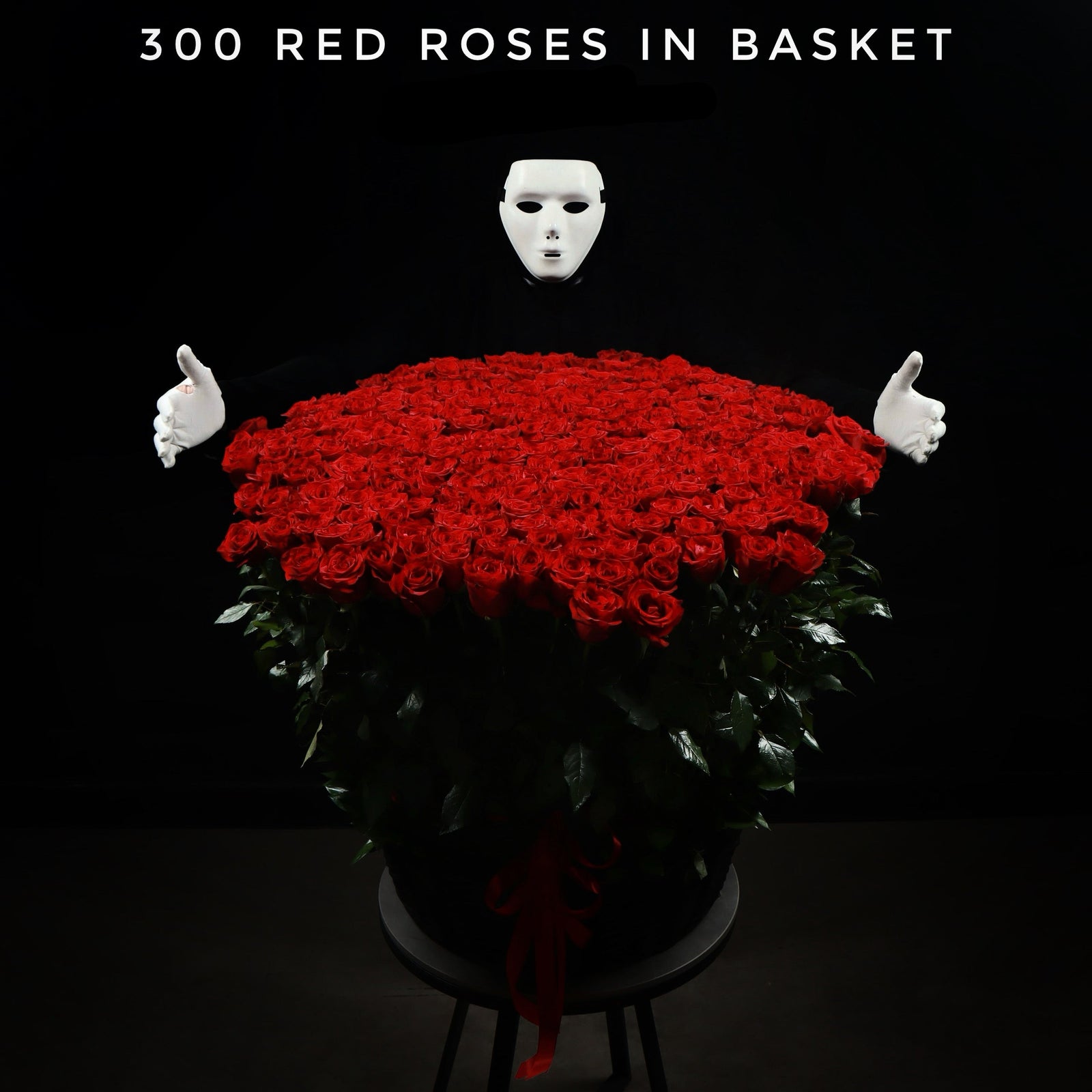 300 Red Roses in Basket DFS Classic