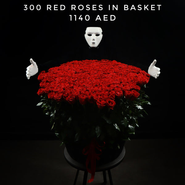 300 Red Roses in Basket