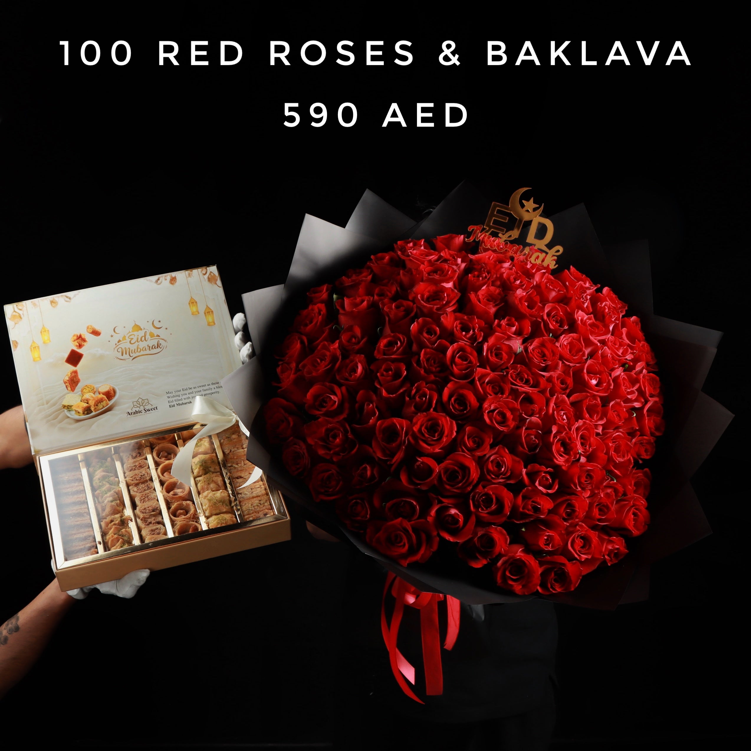 100 Red Roses & Baklaba Main image