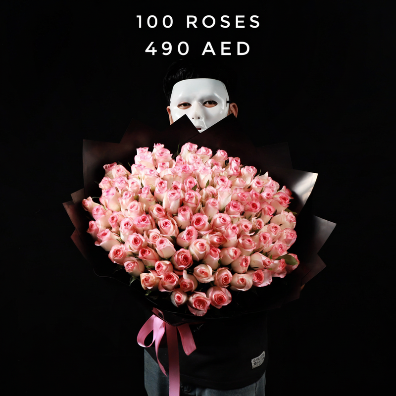 100 Doublecolor Roses Bouquet - 490 AED