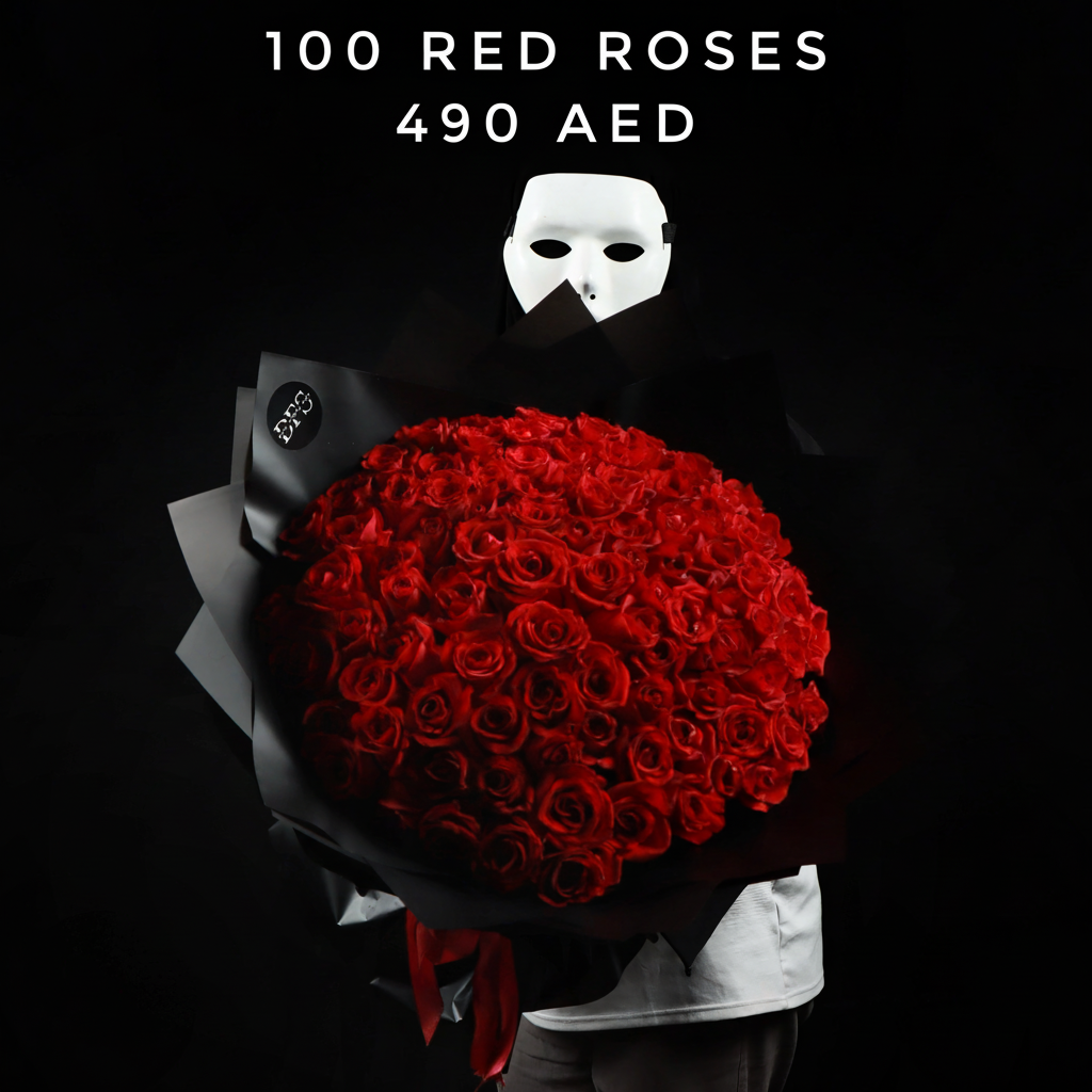 100 Red Roses Bouquet with 490 price - square Main image