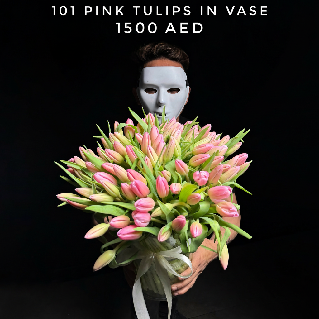 101 Pink Tulips In Vase - 1500 AED
