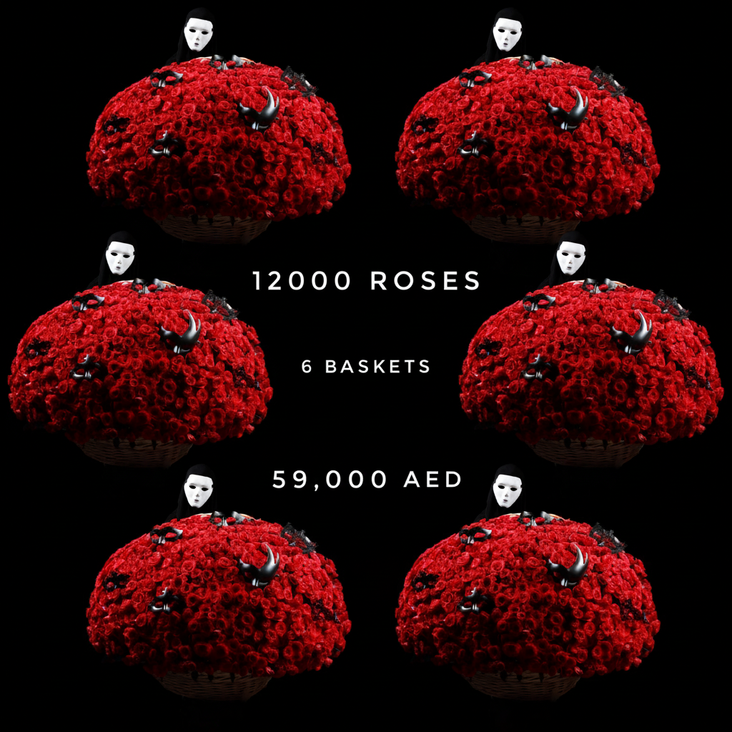 12000 Roses - 6 Baskets Room Set with 59000 price
