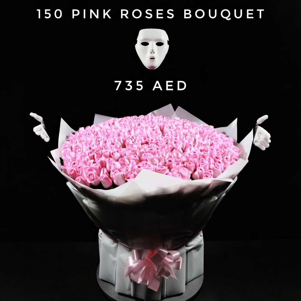 150 Pink Roses Bouquet - 735 AED Main image