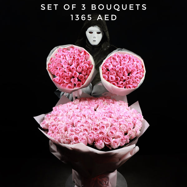 Set of 3 Pink Bouquets