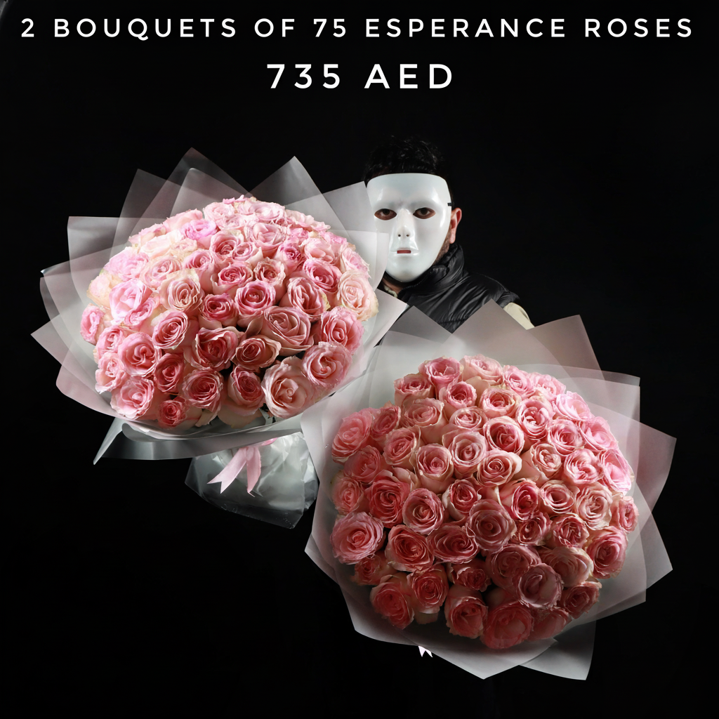 2 Bouquets of 75 Esperance Roses - 735 AED Main image
