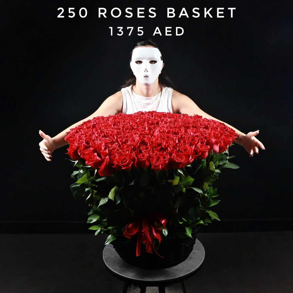 250 Red Roses Basket with updated price Main image