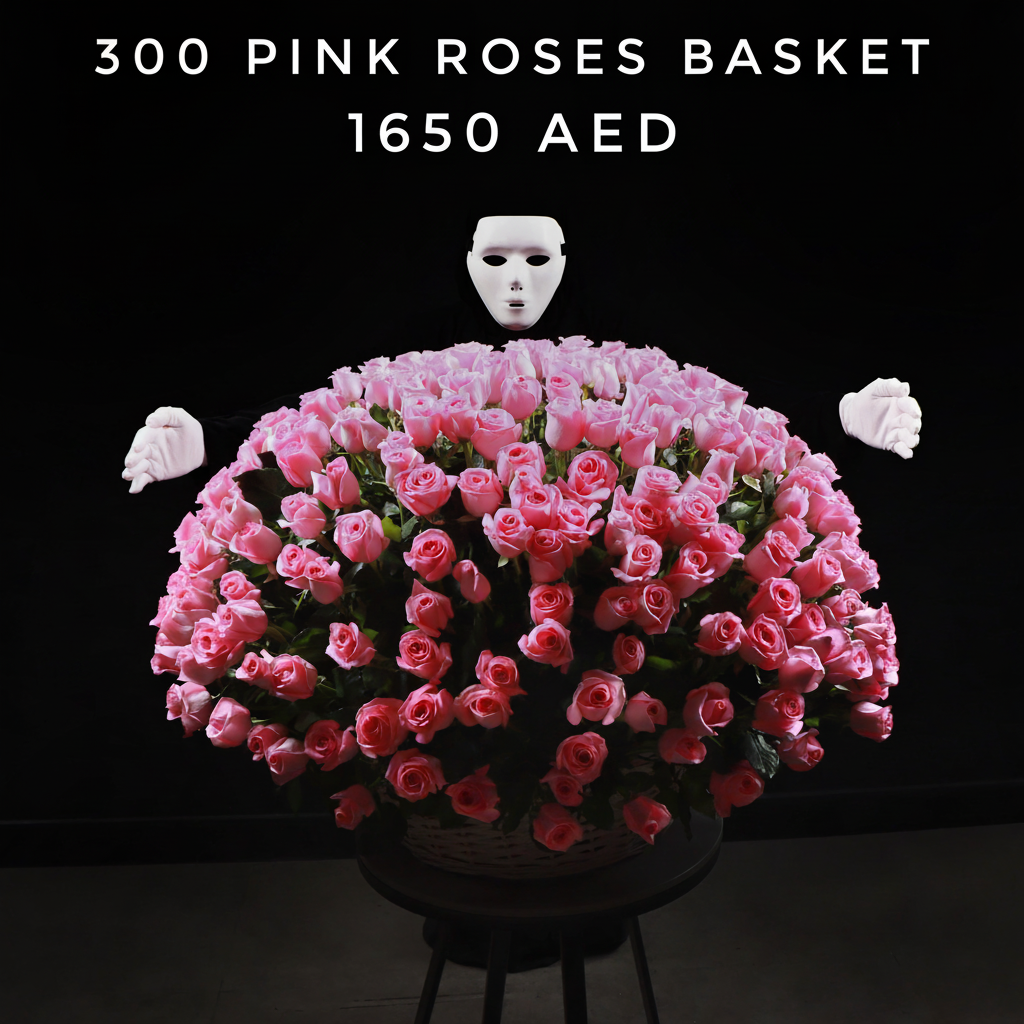 300 Pink Roses Basket DFS Classic Main image