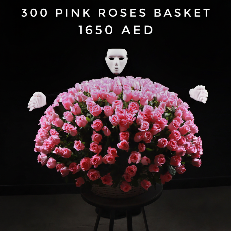 300 Pink Roses Basket DFS Classic