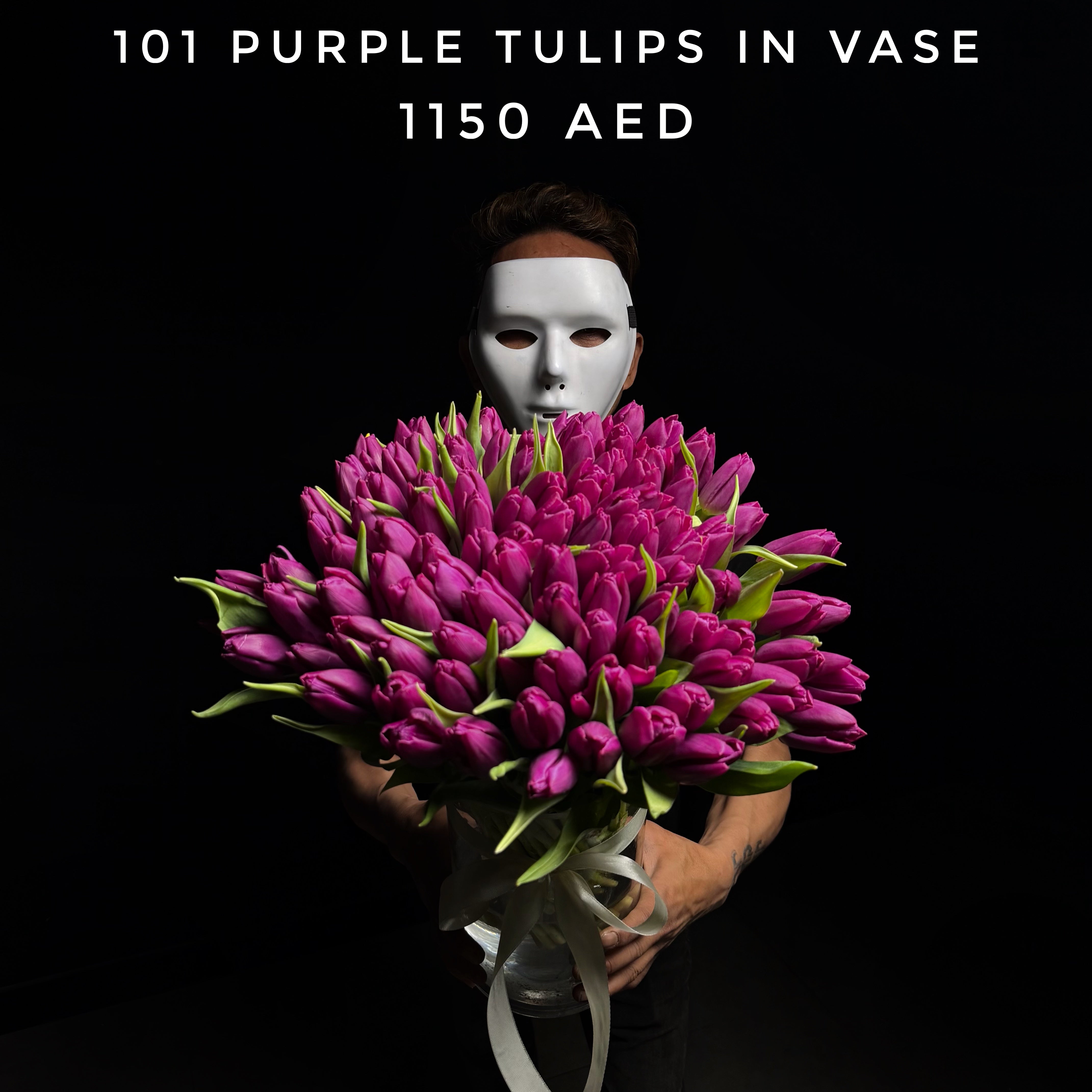 101 Purple Tulips in Vase Main image