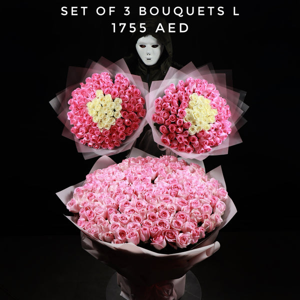 Set of 3 Pink Bouquets L