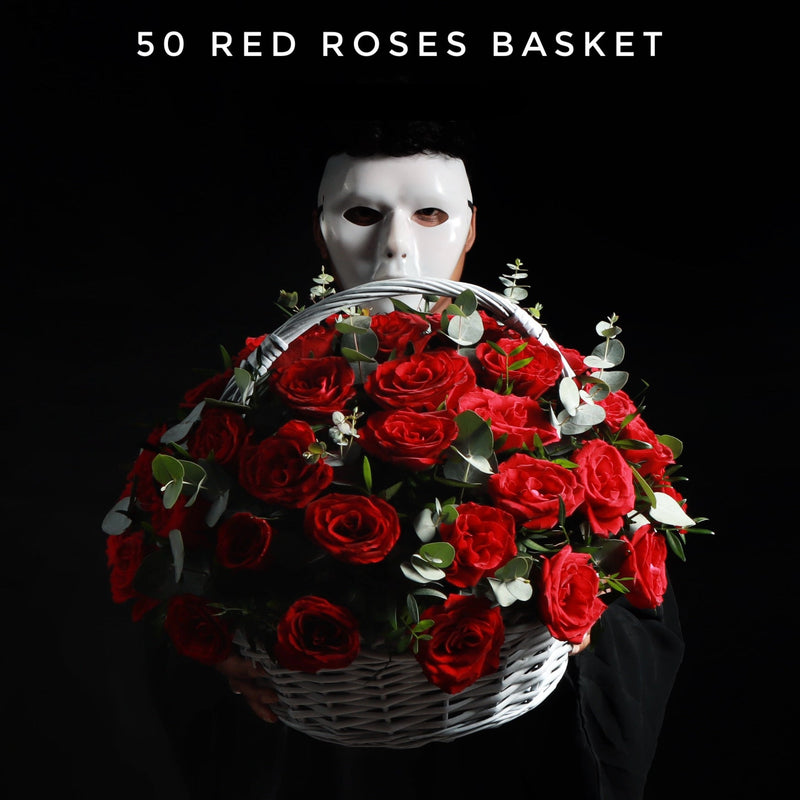 50 Red Roses Basket