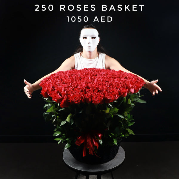 250 Red Roses Basket