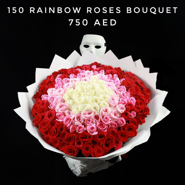 150 Rainbow Roses Bouquet