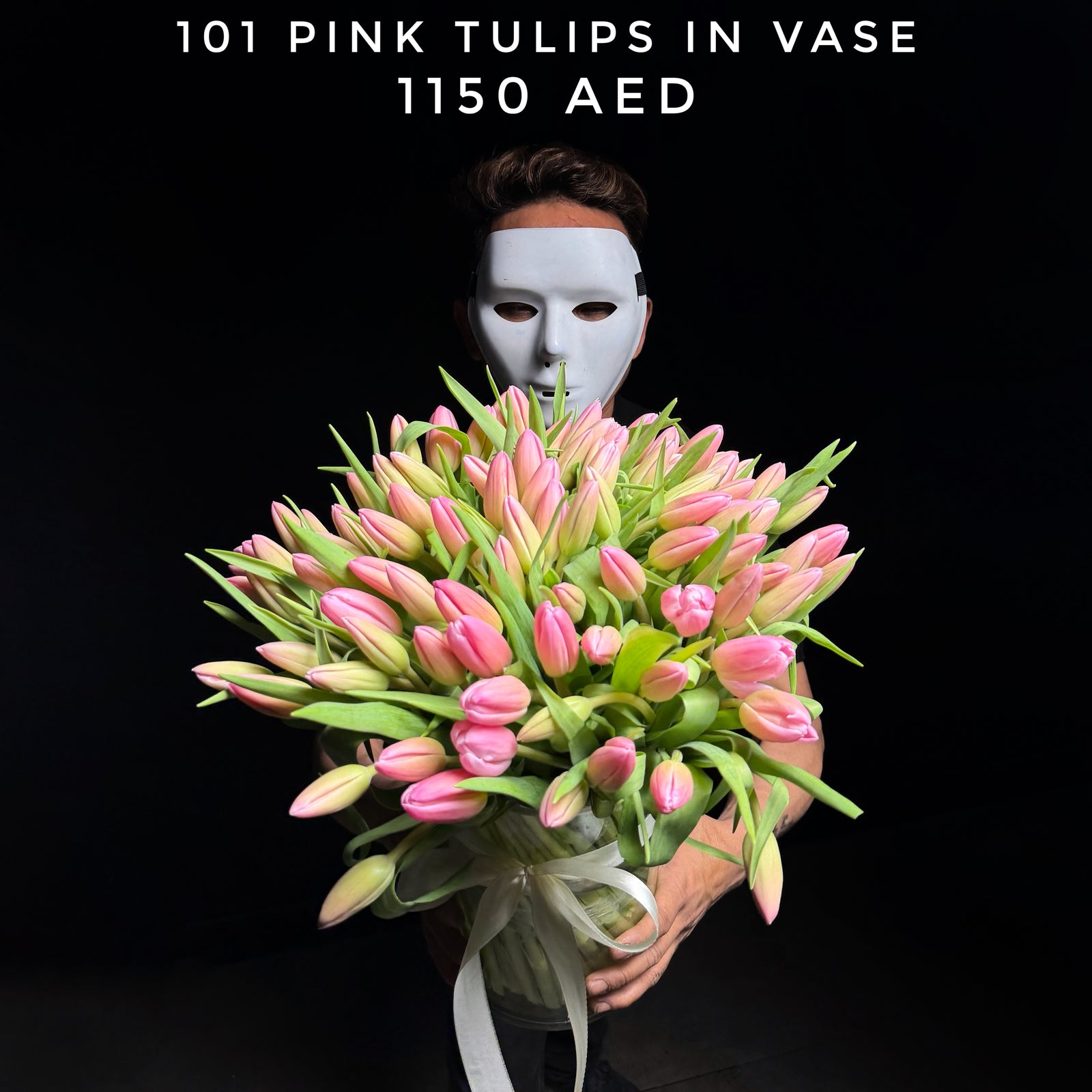 101 Pink Tulips in Vase