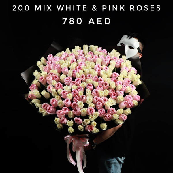 200 Mix White & Pink Roses