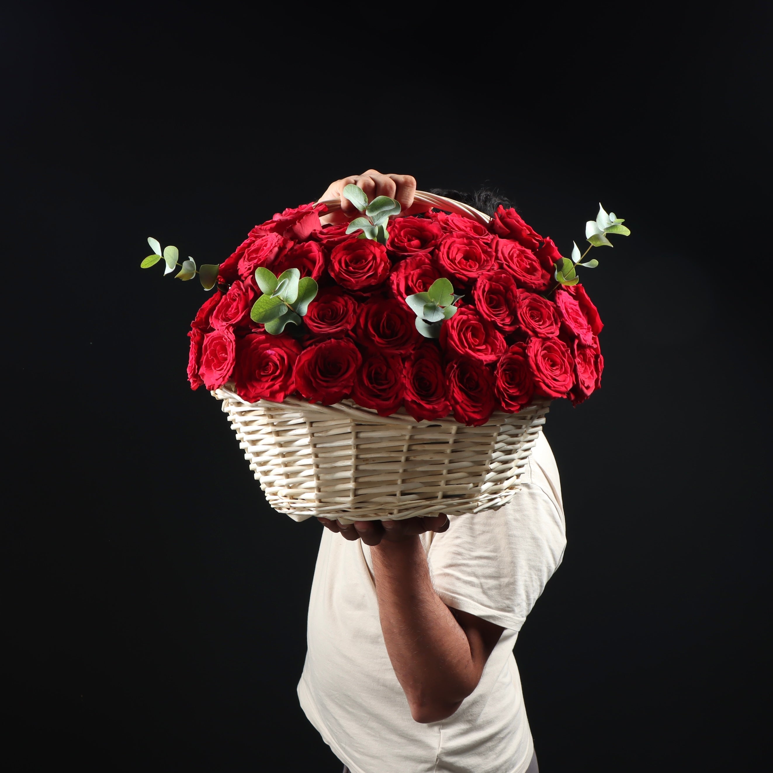 100 Red Roses Dom Basket Main image