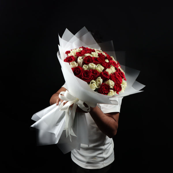 Red & White Roses Mix Bouquet