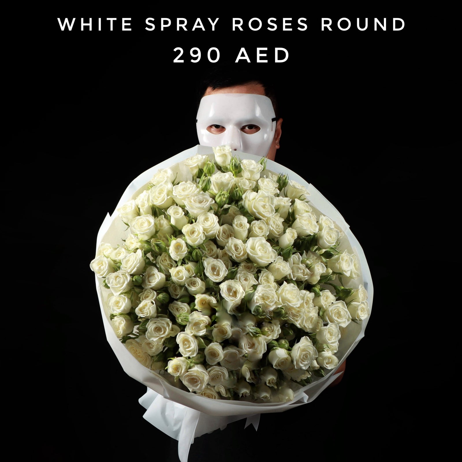 White Spray Roses Round