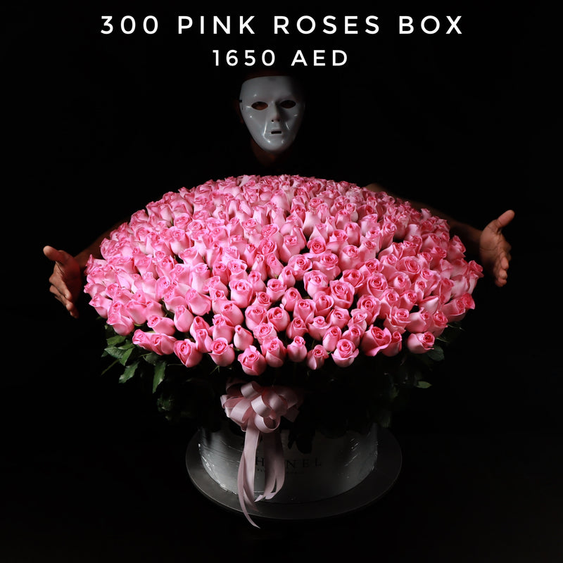 300 Pink Roses Box