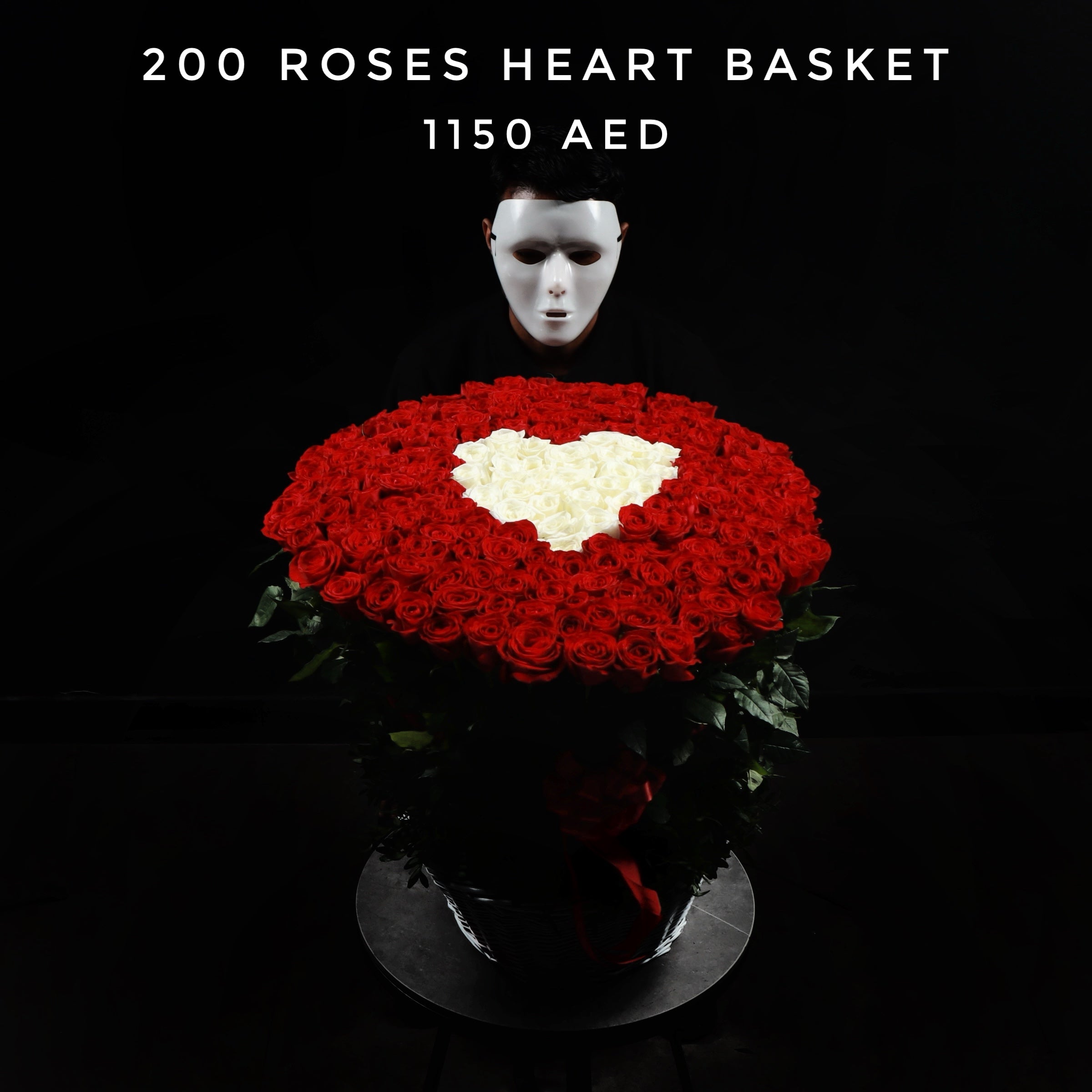 200 Roses Heart Basket Main image