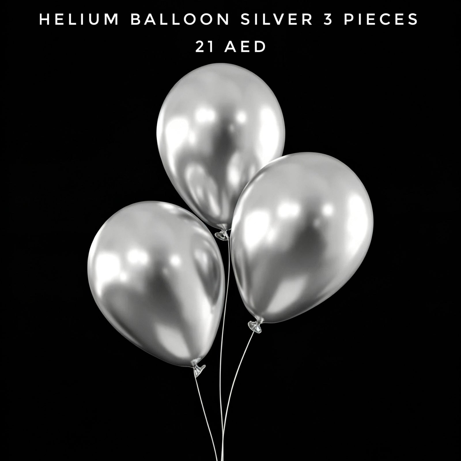 Helium Balloon Silver 3 Pieces