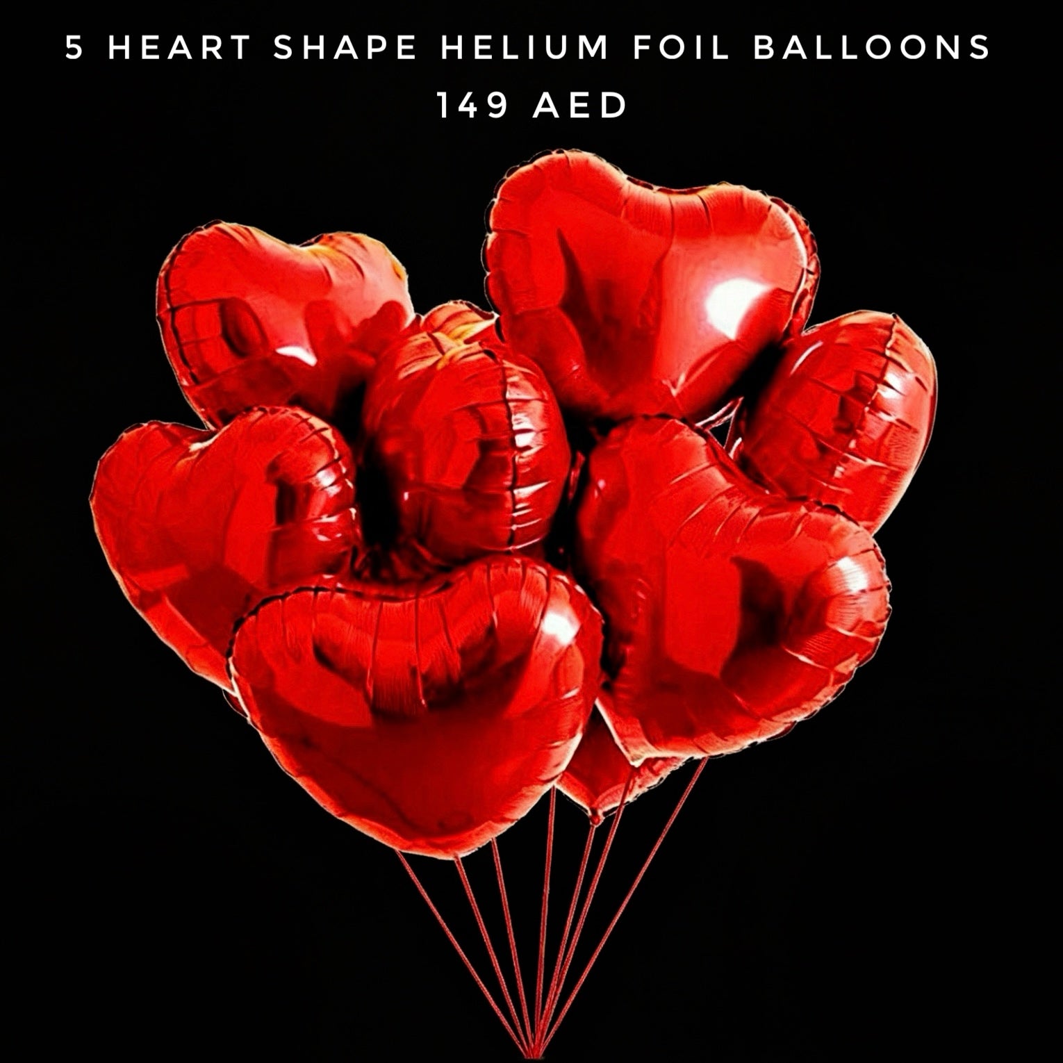 5 Heart Shape Helium Foil Balloons