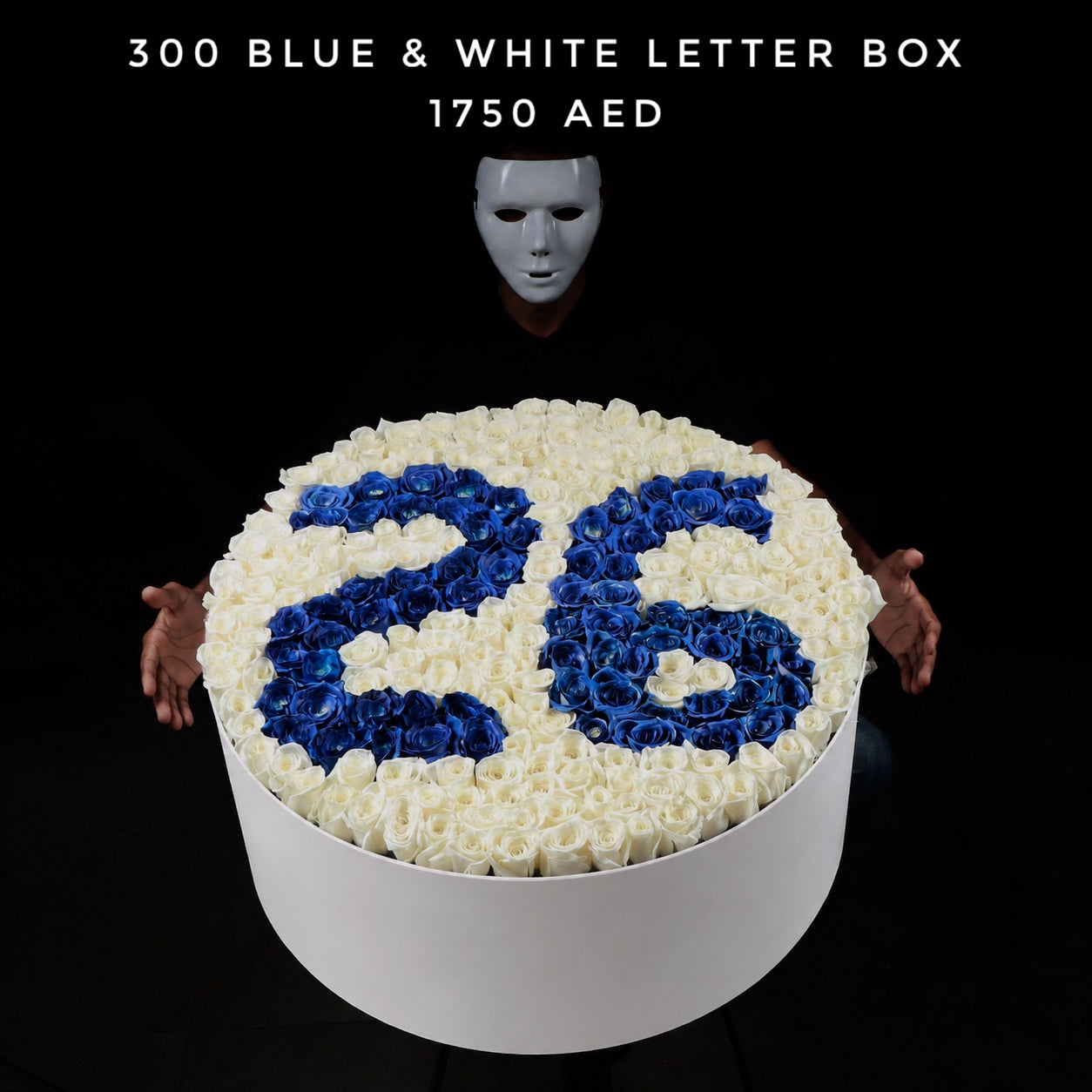 300 Blue & White Roses Letter Box Main image