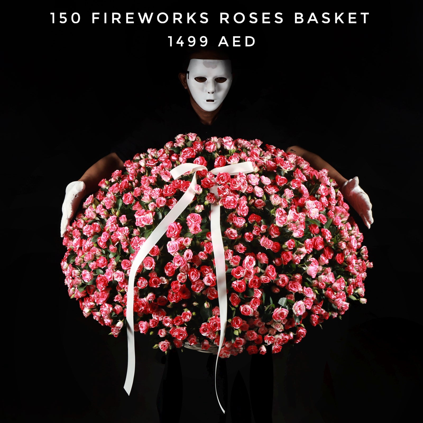 150 Fireworks Roses Basket