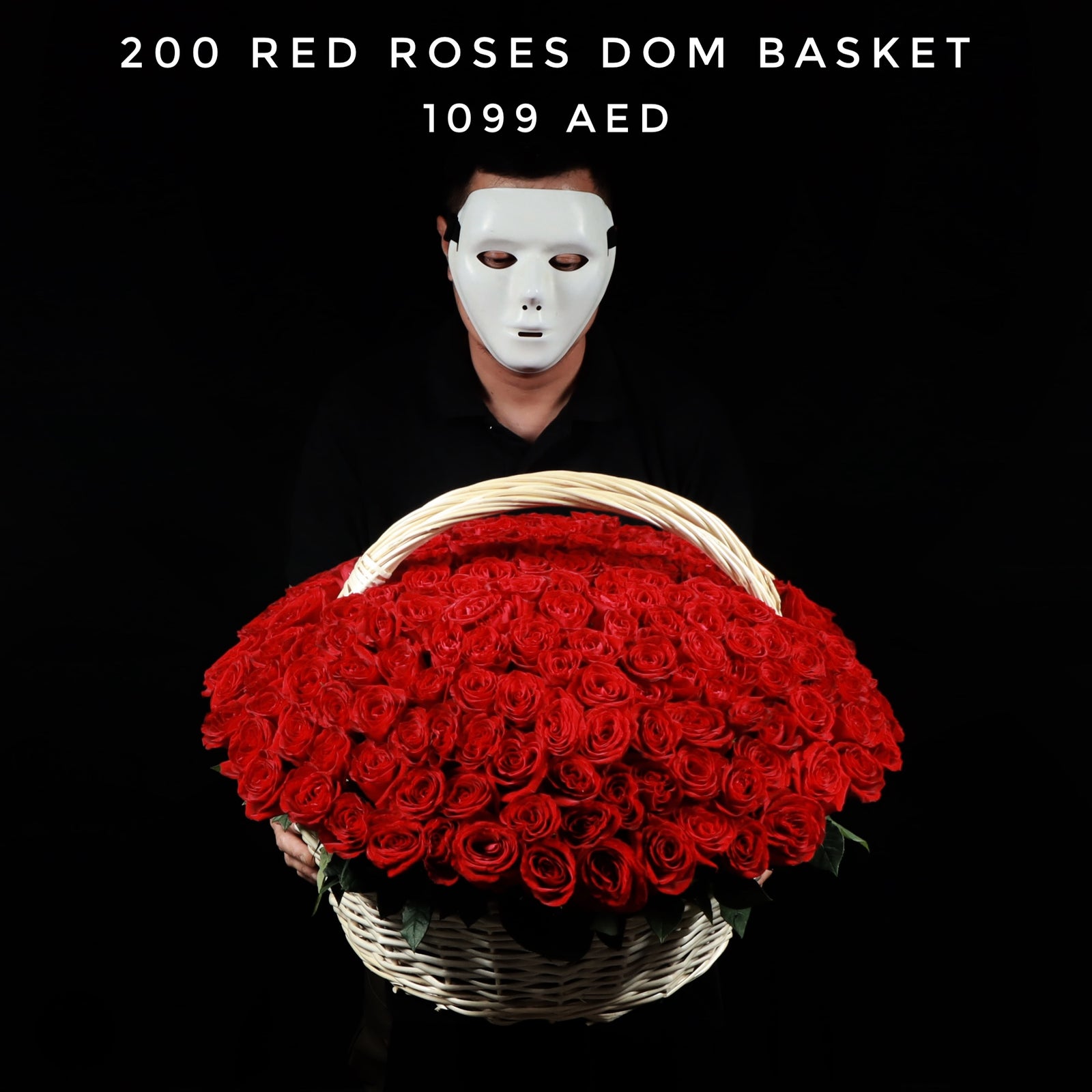 200 Red Roses Dom Basket