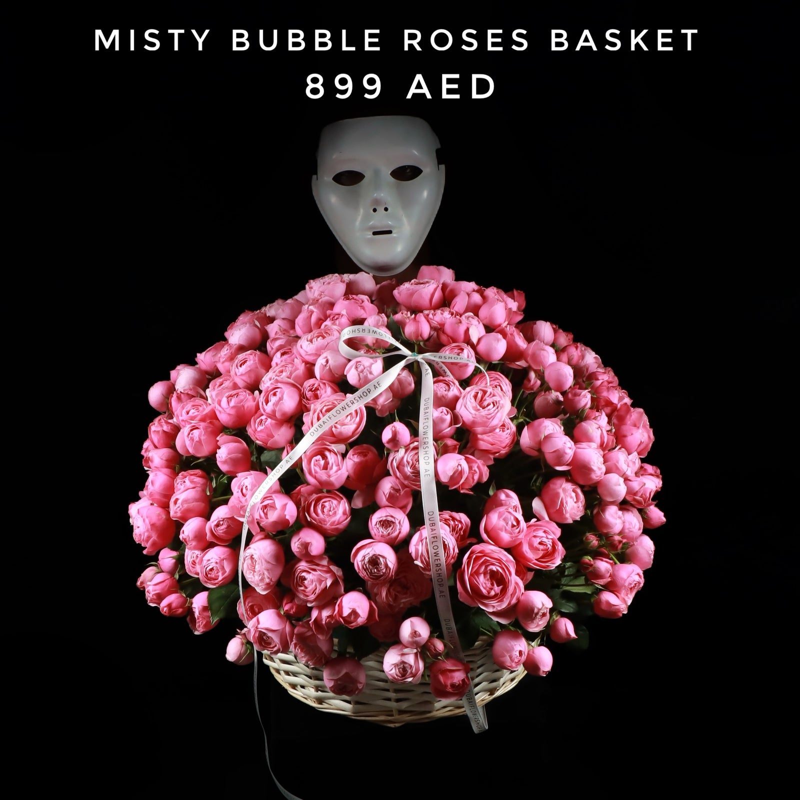 Misty Bubble Roses Basket