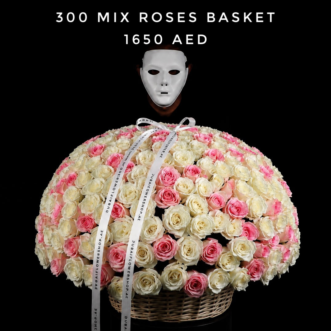 300 Mix Roses Basket