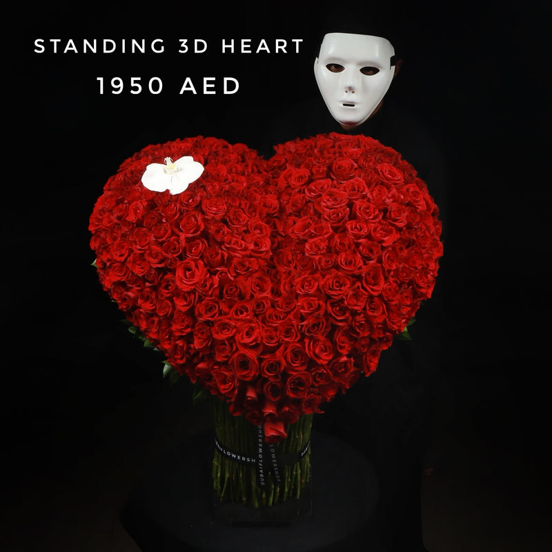 Standing 3D Heart Red