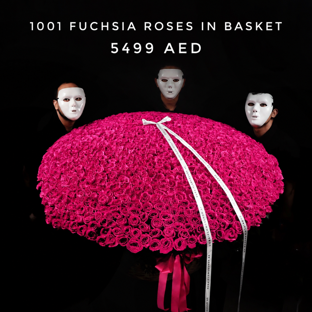1001 Fuchsia Roses In Basket
