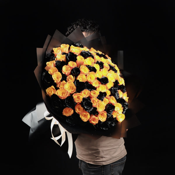 100 Black and Orange Roses