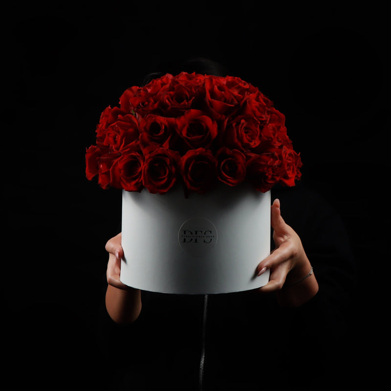 50 Red Roses in Box