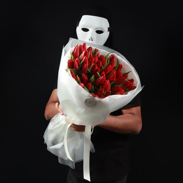 50 Red Tulips Bouquet