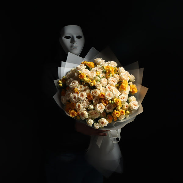 Mixed Peach & Yellow Spray Roses Bouquet