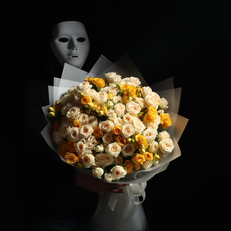 Mixed Peach & Yellow Spray Roses Bouquet