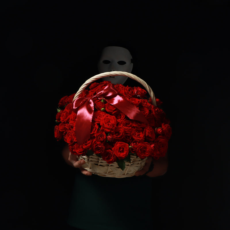 Red Spray Roses Basket