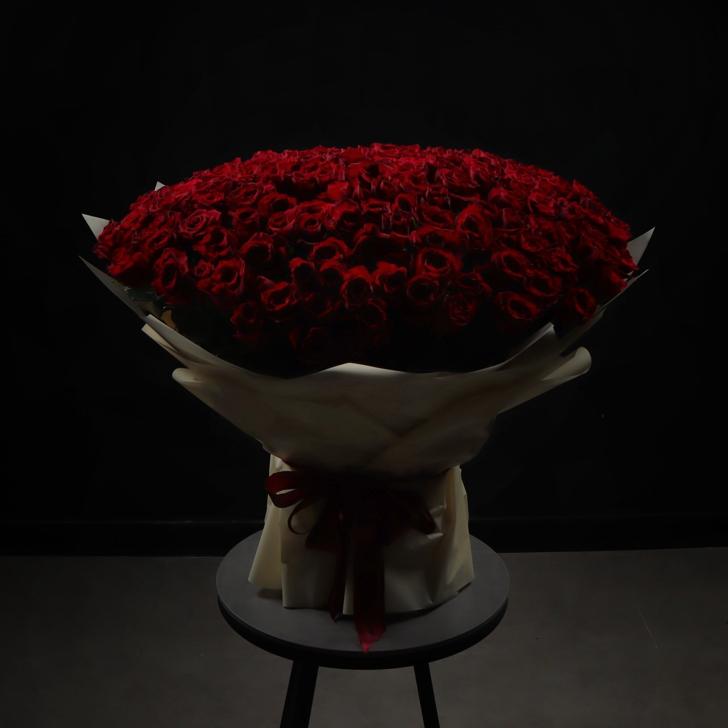 300 Red Roses Bouquet Spiky Wrapping Main image