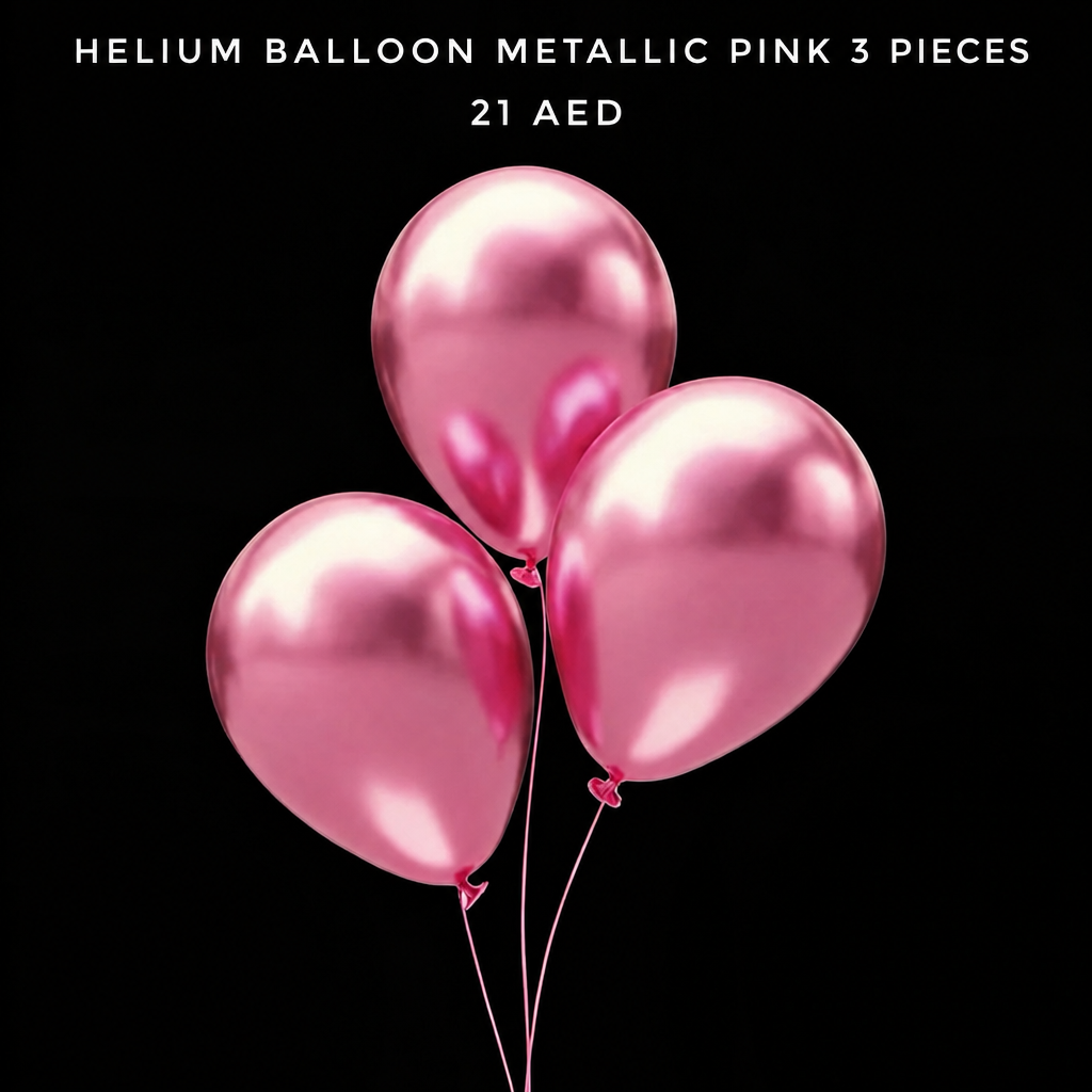 Helium Balloon Metallic Pink 3 Pieces