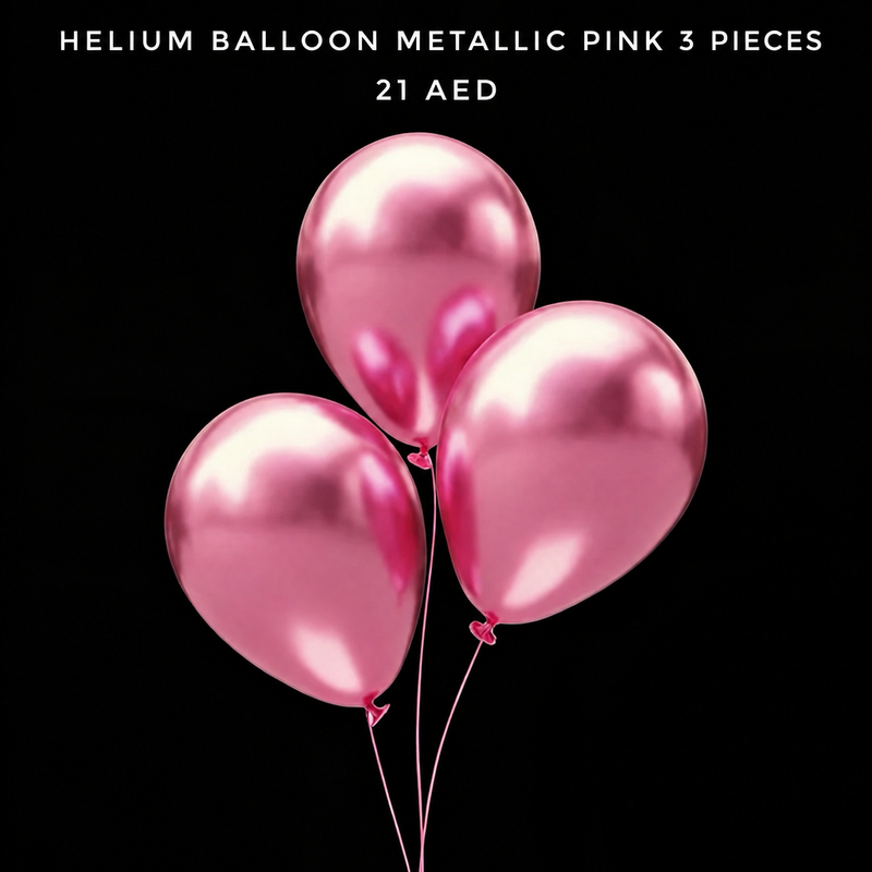 Helium Balloon Metallic Pink 3 Pieces