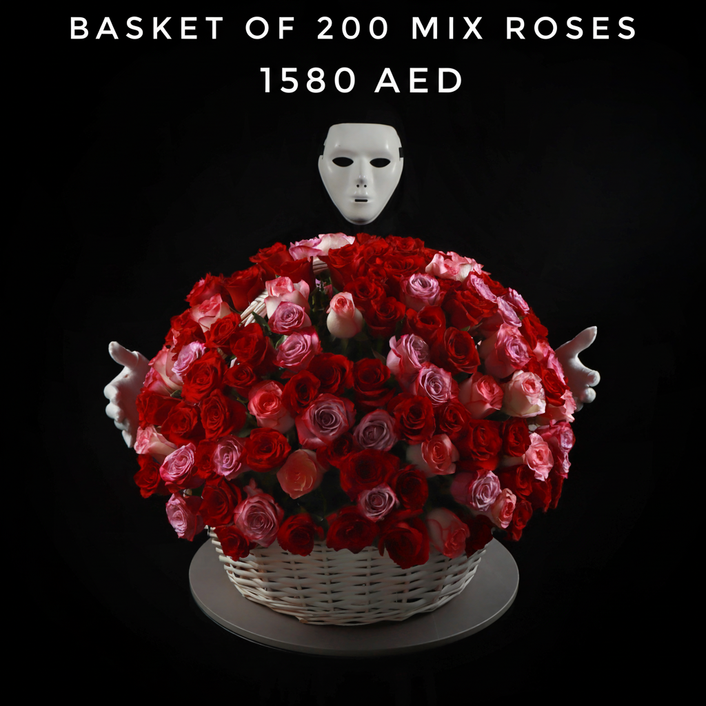Basket of 200 Mix Roses - Square format with 1580 AED Main image
