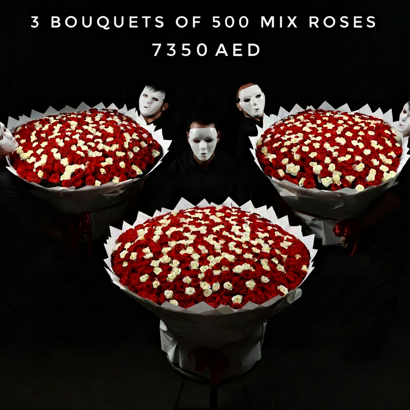 3 Bouquets of 500 Mix Roses Bouquets