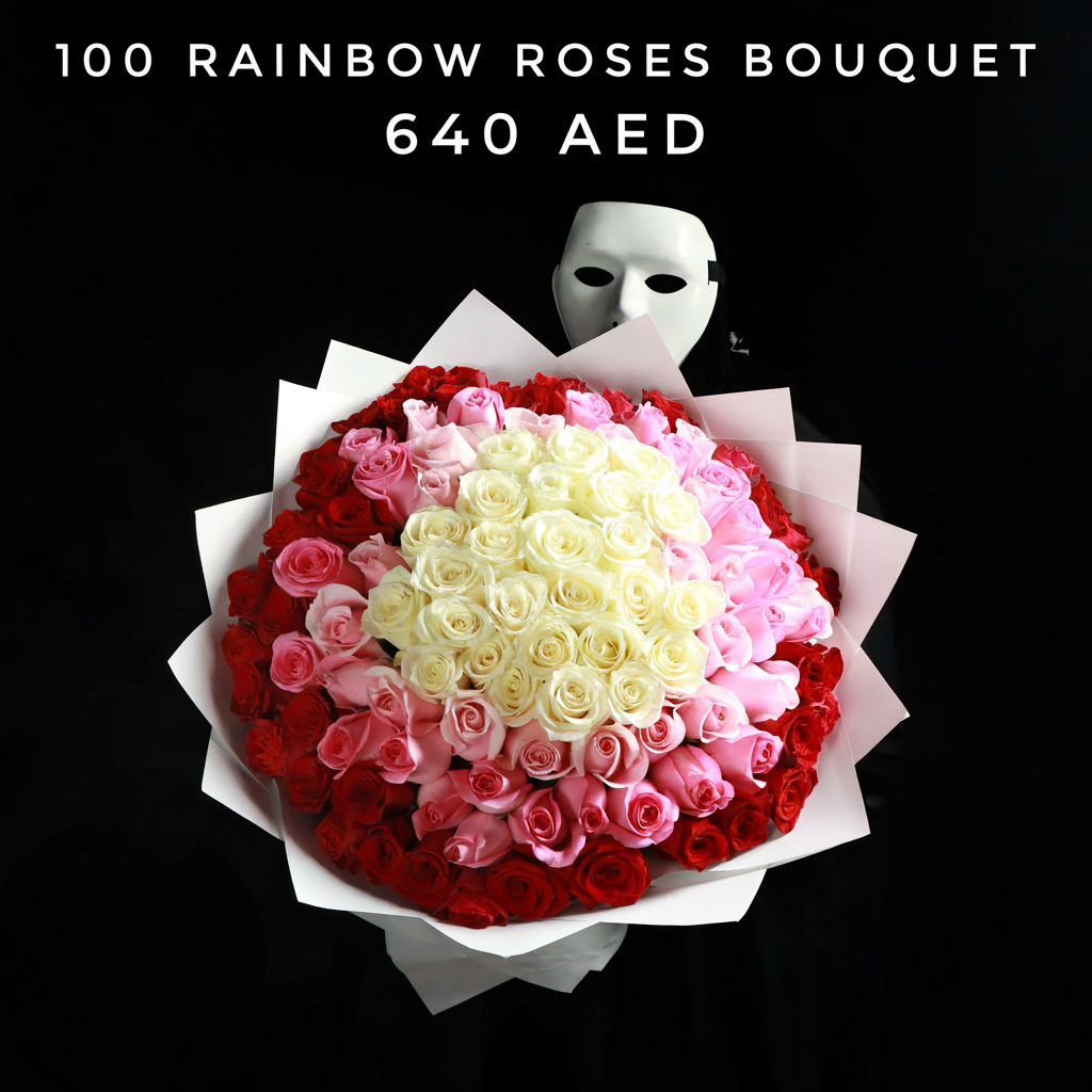100 Rainbow Roses Bouquet Main image