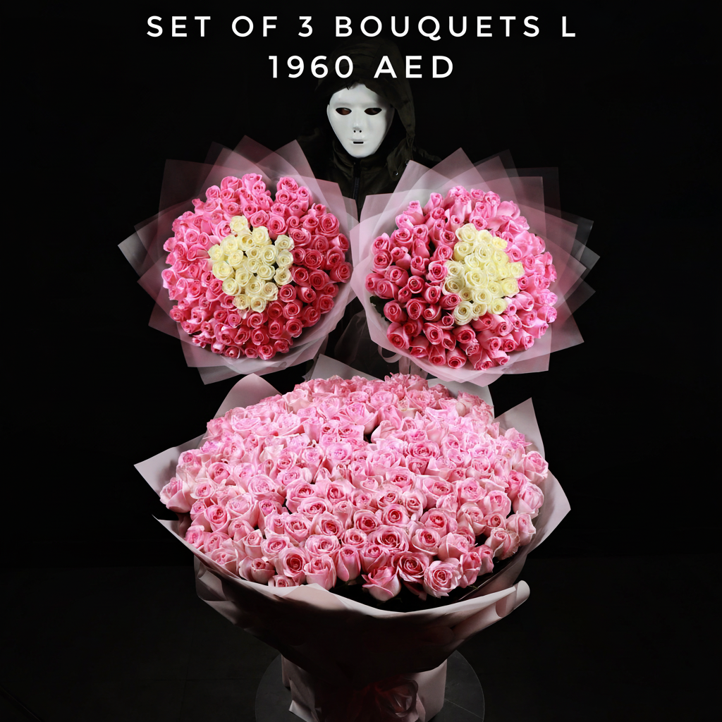 Set of 3 Pink Bouquets L