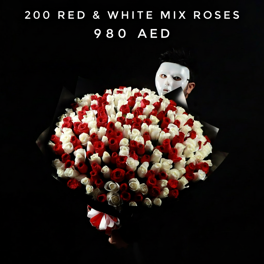 200 Red & White Mix Roses