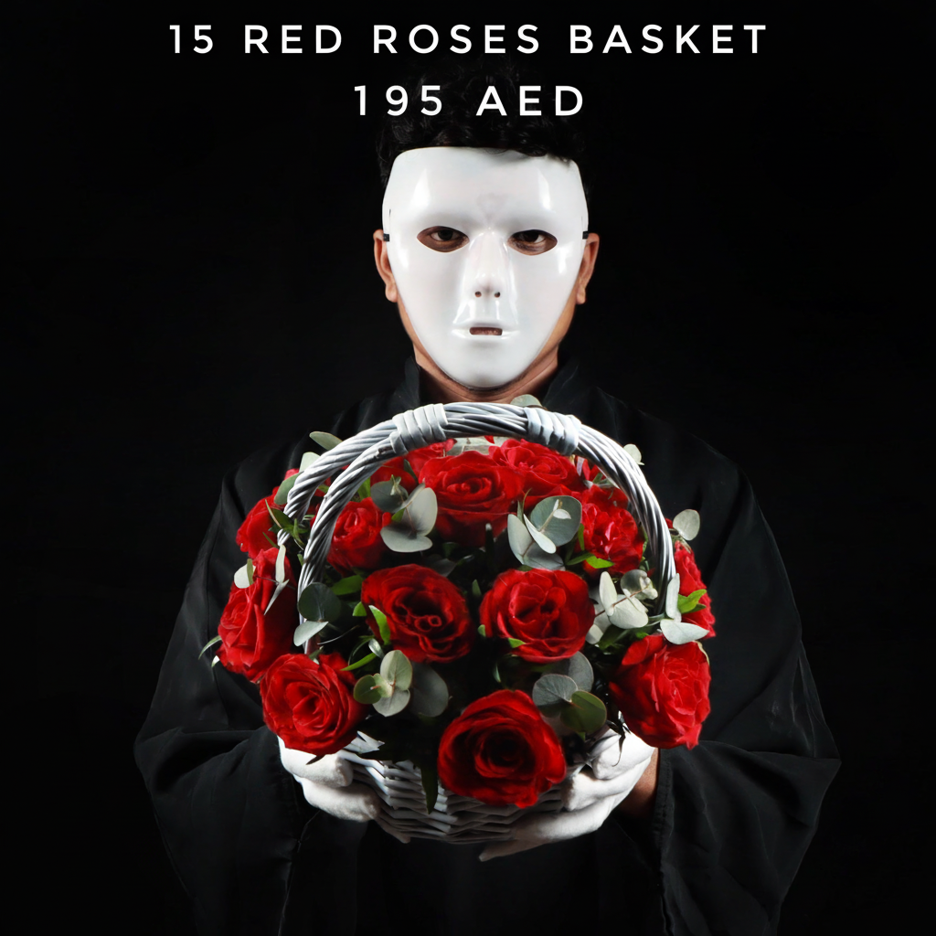 15 Red Roses Basket - 195 AED Main image