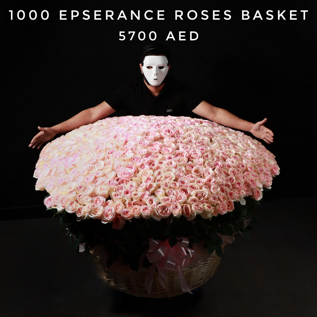 1000 Esperance Roses Basket Valentine's Edition - 5700 AED Main image